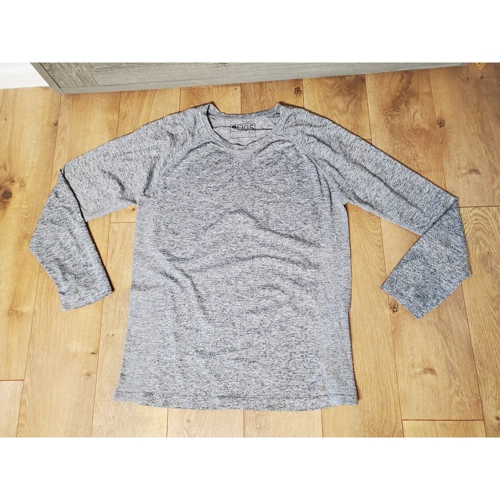 Figs Seamless Performance Shirt Heather Gray Long Sleeve Nylon Blend Large L